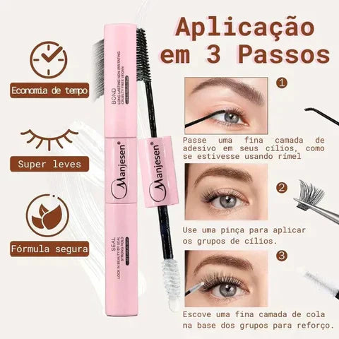 Kit Completo para Extensão de Cílios em Casa LashGlam (SÓ HOJE: REMOVEDOR + PINÇA DE BRINDE)